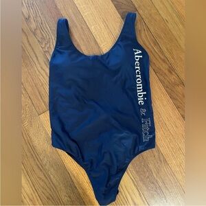 NWOT Abercrombie & Fitch Women One Piece Swimsuit Sz  HighLeg Cheeky Large Logo
